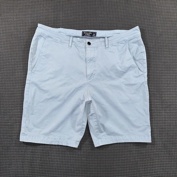 Abercrombie & Fitch Other - Abercrombie Fitch Light Blue Chino Shorts Mens 36 Stretch Casual Flat Front